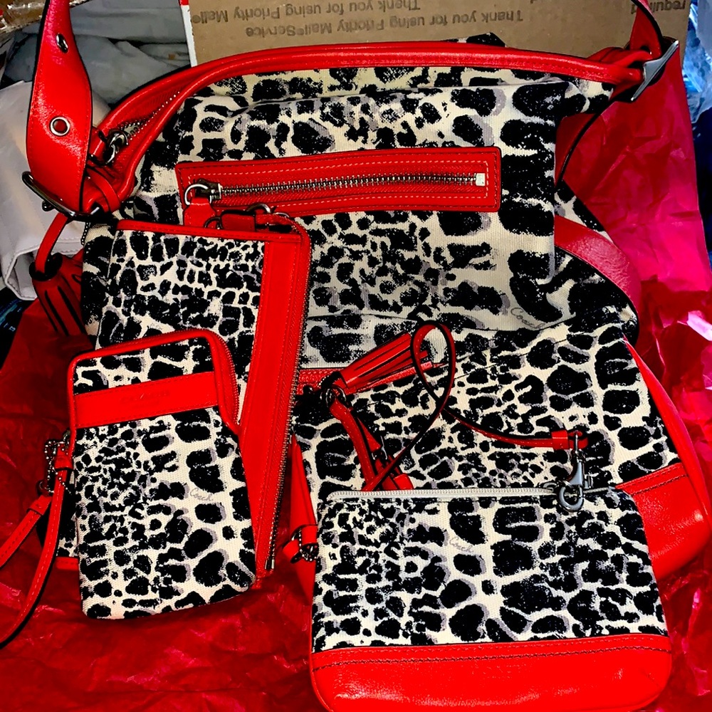 Coach 5 Piece Set  Ocelot Print Cotton/leather